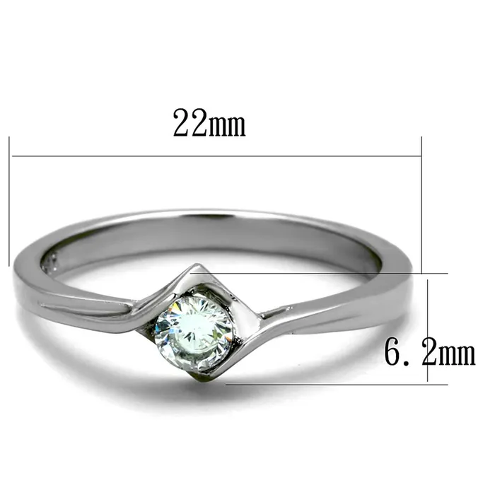 Alamode Rings TK2042 High polished no plating Stainless Steel Ring with AAA Grade CZ in Clear
