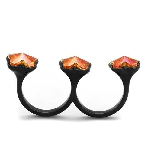 Alamode Rings TK2102 IP BlackIon Plating Stainless Steel Ring with Top Grade Crystal in Rose