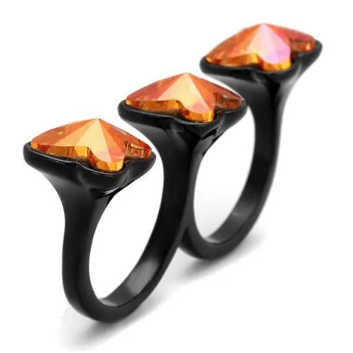 Alamode Rings TK2102 IP BlackIon Plating Stainless Steel Ring with Top Grade Crystal in Rose