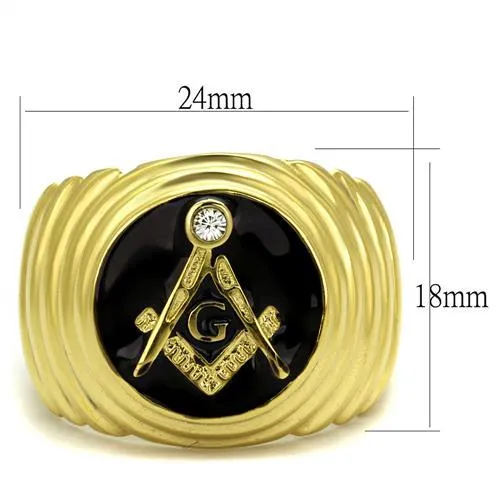 Alamode Rings TK2224 IP GoldIon Plating Stainless Steel Ring with Top Grade Crystal in Clear