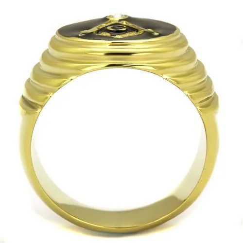 Alamode Rings TK2224 IP GoldIon Plating Stainless Steel Ring with Top Grade Crystal in Clear