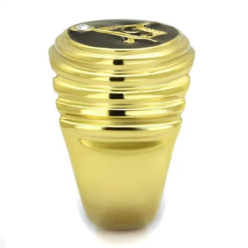 Alamode Rings TK2224 IP GoldIon Plating Stainless Steel Ring with Top Grade Crystal in Clear