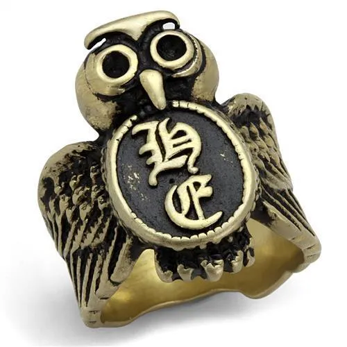 Alamode Rings TK2465 IP Antique Copper Stainless Steel Ring with Epoxy in Jet