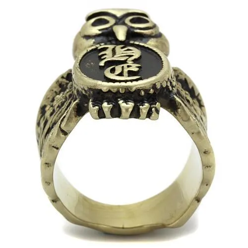 Alamode Rings TK2465 IP Antique Copper Stainless Steel Ring with Epoxy in Jet