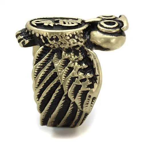 Alamode Rings TK2465 IP Antique Copper Stainless Steel Ring with Epoxy in Jet