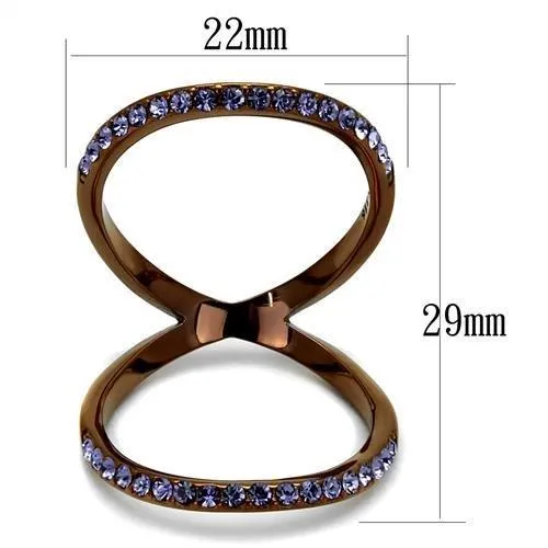 Alamode Rings TK2693 IP Coffee light Stainless Steel Ring with Top Grade Crystal in Tanzanite