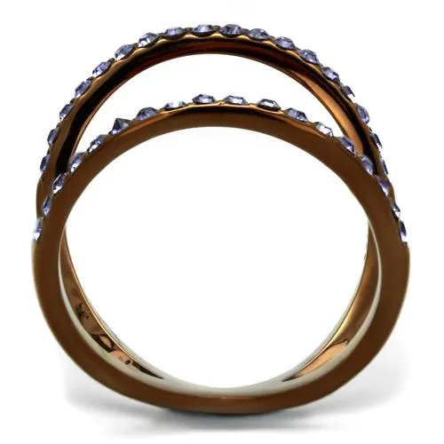 Alamode Rings TK2693 IP Coffee light Stainless Steel Ring with Top Grade Crystal in Tanzanite