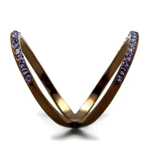 Alamode Rings TK2693 IP Coffee light Stainless Steel Ring with Top Grade Crystal in Tanzanite