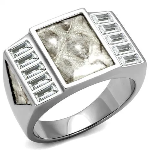 Alamode Rings TK2784 No Plating Stainless Steel Ring with AAA Grade CZ in Clear Alamode Rings TK2784 No Plating Stainless Steel Ring with AAA Grade CZ in Clear