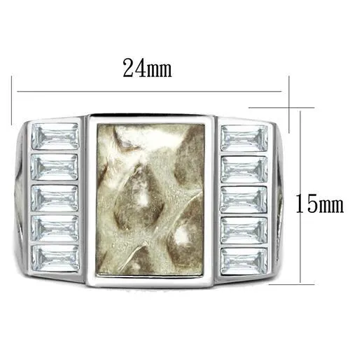 Alamode Rings TK2784 No Plating Stainless Steel Ring with AAA Grade CZ in Clear
