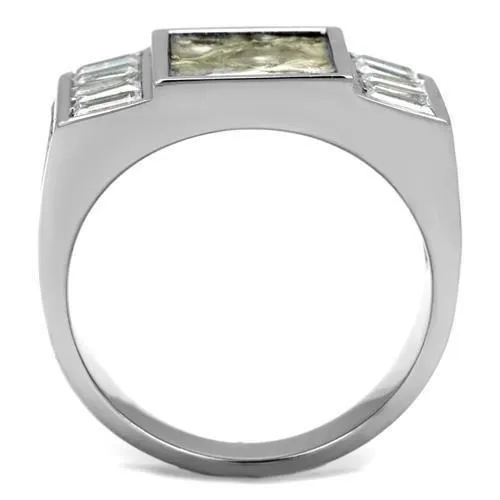 Alamode Rings TK2784 No Plating Stainless Steel Ring with AAA Grade CZ in Clear