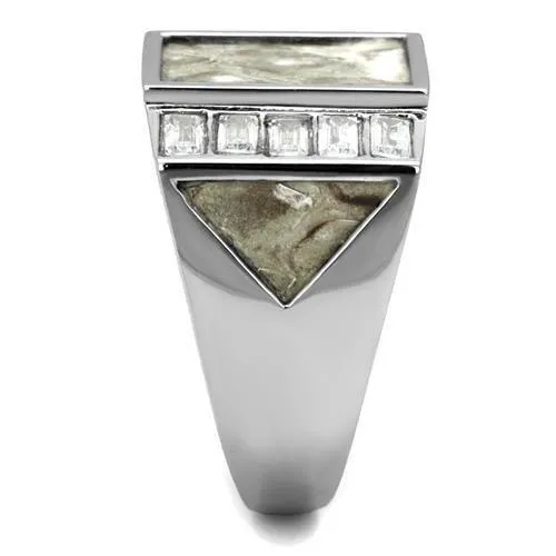 Alamode Rings TK2784 No Plating Stainless Steel Ring with AAA Grade CZ in Clear