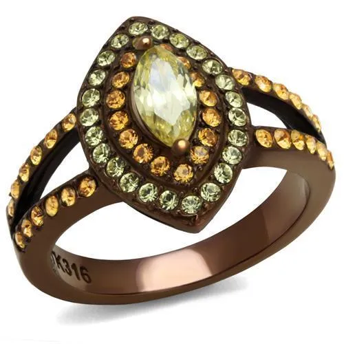 Alamode Rings TK2838 IP Coffee light Stainless Steel Ring with AAA Grade CZ in Citrine Yellow Alamode Rings TK2838 IP Coffee light Stainless Steel Ring with AAA Grade CZ in Citrine Yellow