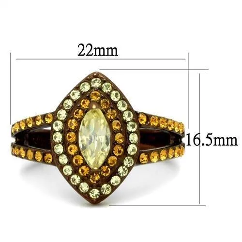 Alamode Rings TK2838 IP Coffee light Stainless Steel Ring with AAA Grade CZ in Citrine Yellow