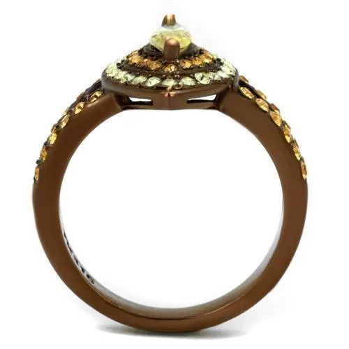 Alamode Rings TK2838 IP Coffee light Stainless Steel Ring with AAA Grade CZ in Citrine Yellow