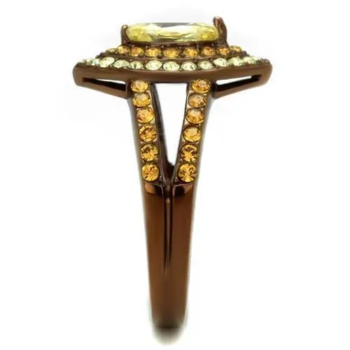 Alamode Rings TK2838 IP Coffee light Stainless Steel Ring with AAA Grade CZ in Citrine Yellow