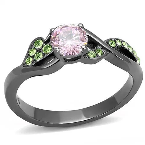Alamode Rings TK3132 IP Light Black IP Gun Stainless Steel Ring with AAA Grade CZ in Rose Alamode Rings TK3132 IP Light Black IP Gun Stainless Steel Ring with AAA Grade CZ in Rose