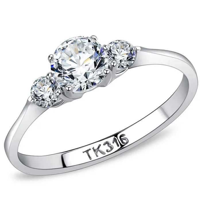 Alamode Rings TK3431 High polished no plating Stainless Steel Ring with AAA Grade CZ in Clear Alamode Rings TK3431 High polished no plating Stainless Steel Ring with AAA Grade CZ in Clear