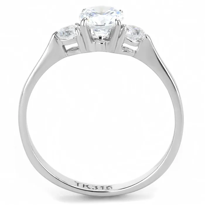 Alamode Rings TK3431 High polished no plating Stainless Steel Ring with AAA Grade CZ in Clear