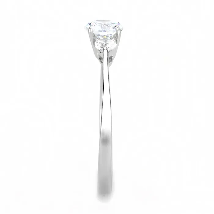 Alamode Rings TK3431 High polished no plating Stainless Steel Ring with AAA Grade CZ in Clear