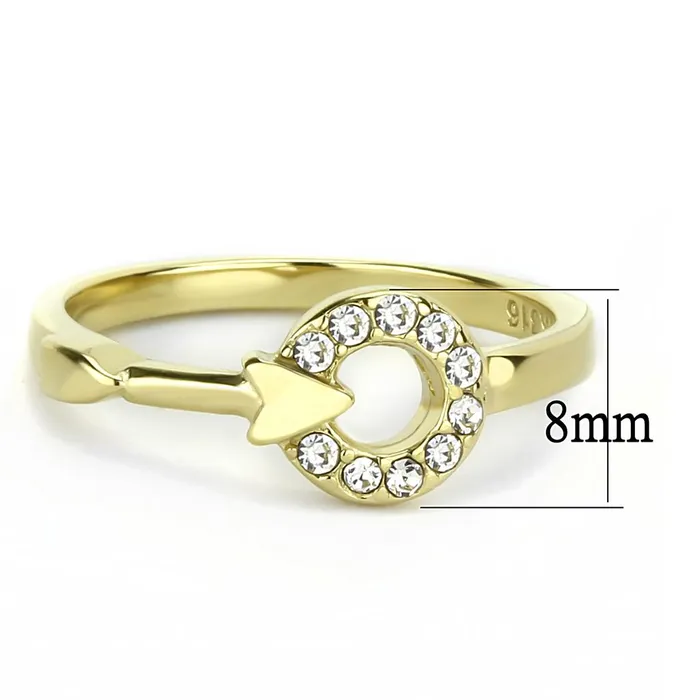 Alamode Rings TK3439 IP GoldIon Plating Stainless Steel Ring with Top Grade Crystal in Clear