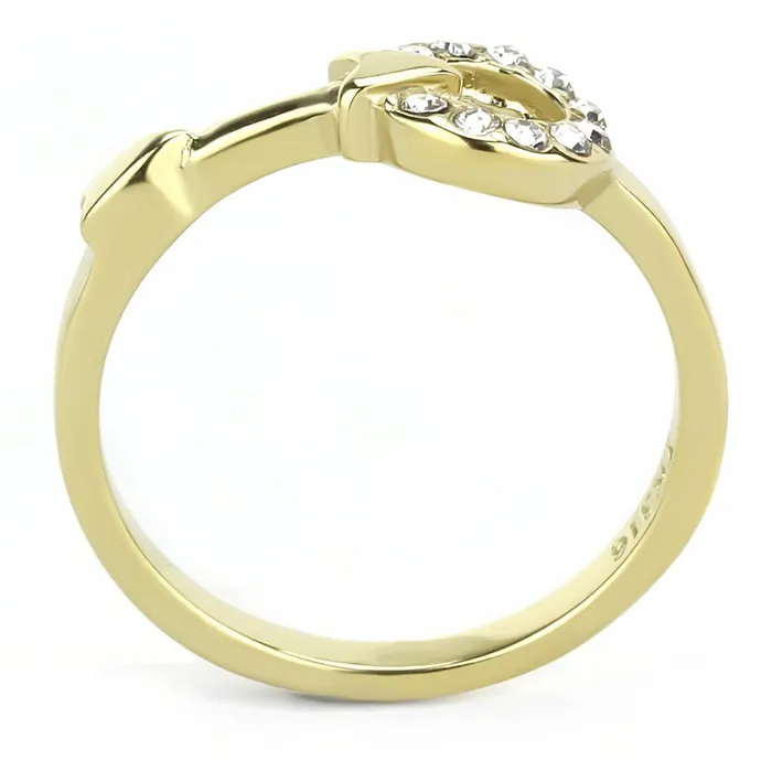 Alamode Rings TK3439 IP GoldIon Plating Stainless Steel Ring with Top Grade Crystal in Clear