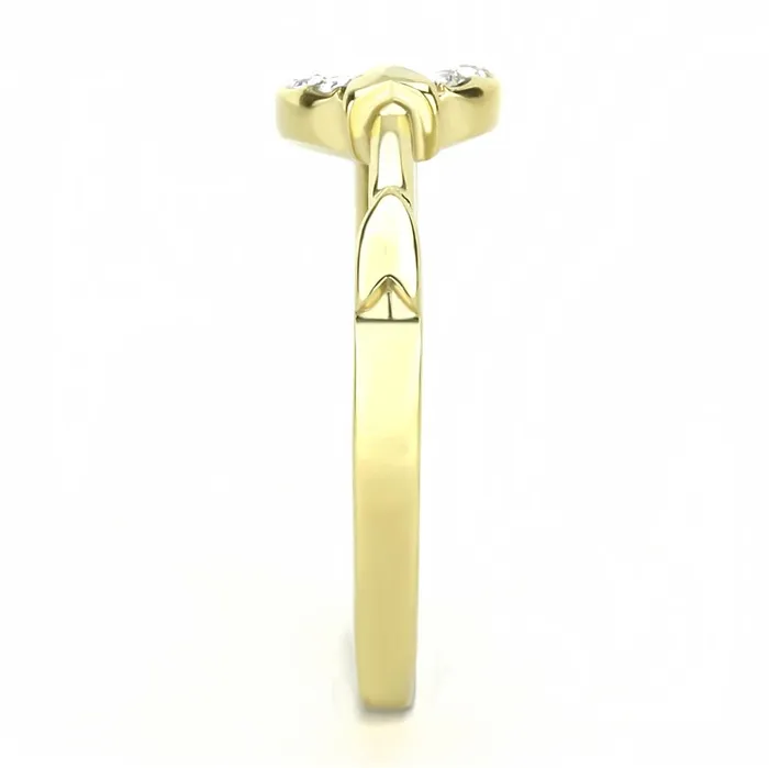 Alamode Rings TK3439 IP GoldIon Plating Stainless Steel Ring with Top Grade Crystal in Clear
