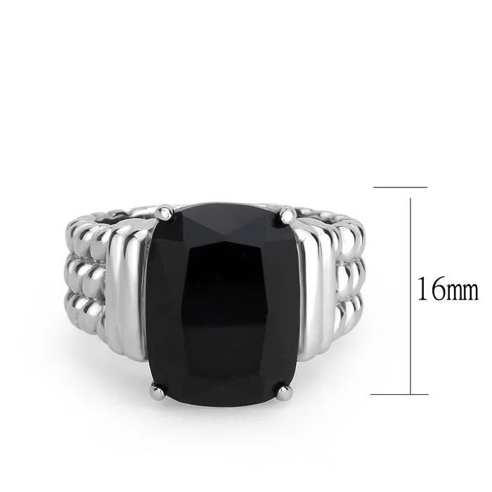 Alamode Rings TK3876 High polished no plating Stainless Steel Ring with Synthetic in Jet