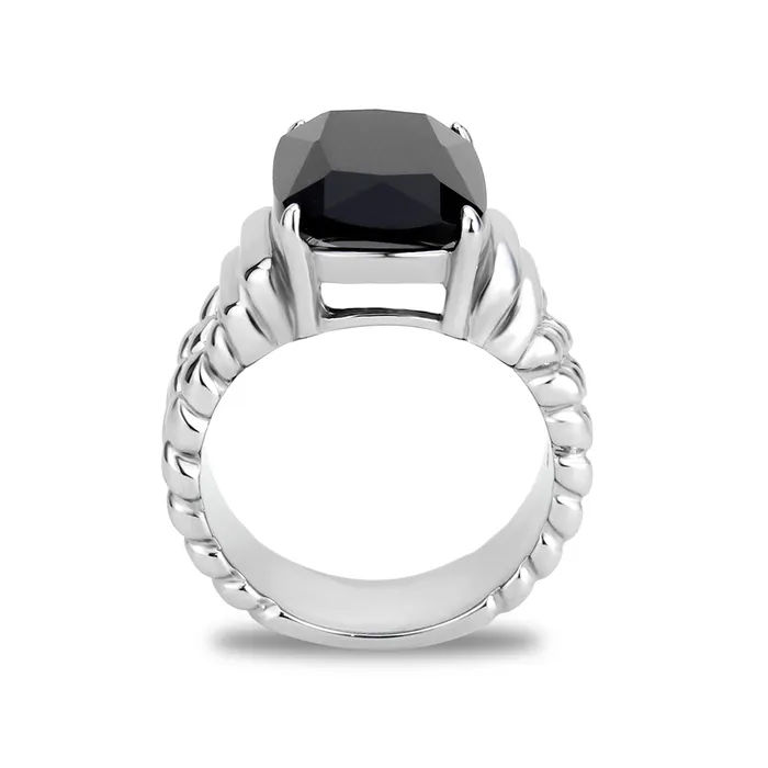 Alamode Rings TK3876 High polished no plating Stainless Steel Ring with Synthetic in Jet