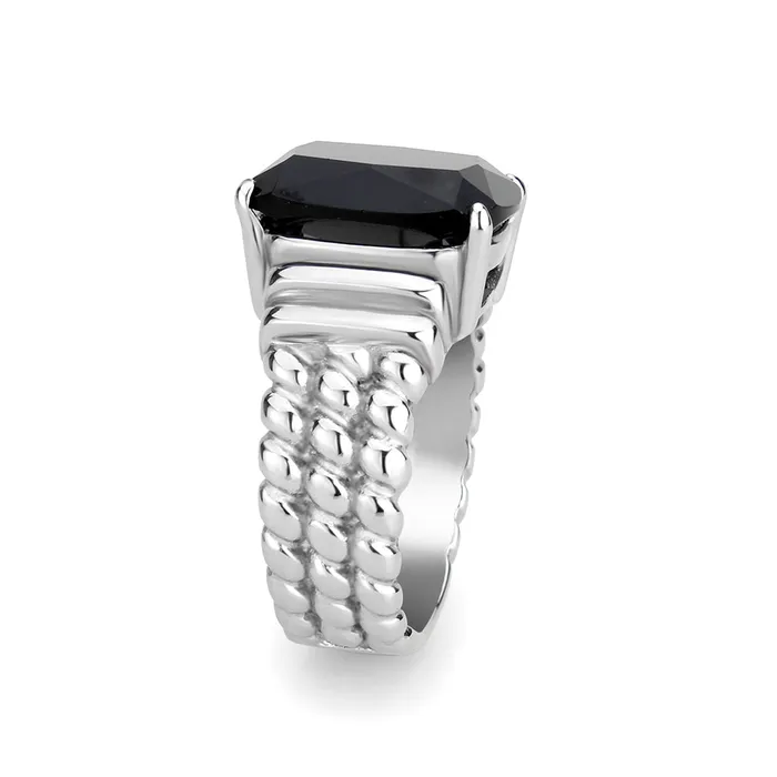 Alamode Rings TK3876 High polished no plating Stainless Steel Ring with Synthetic in Jet