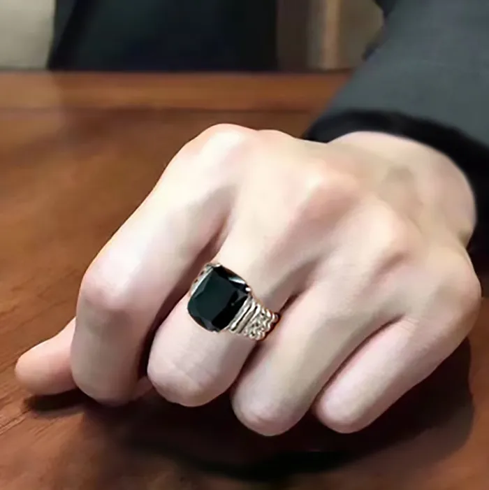 Alamode Rings TK3876 High polished no plating Stainless Steel Ring with Synthetic in Jet