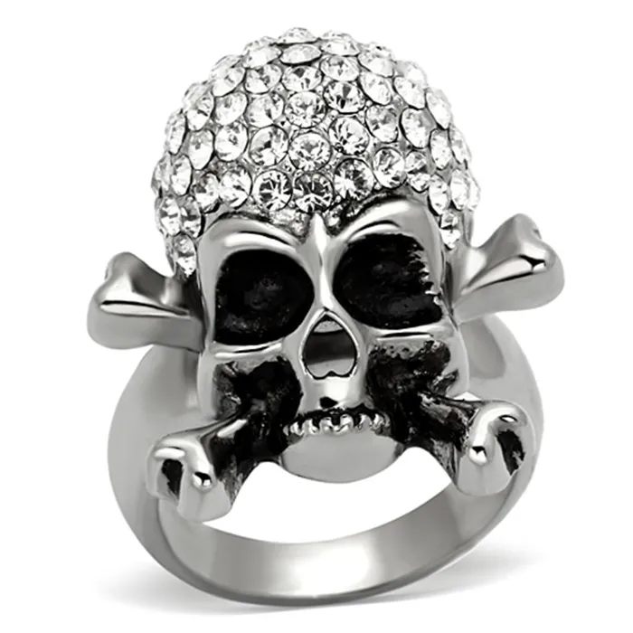 Alamode Rings TK935 High polished no plating Stainless Steel Ring with Top Grade Crystal in Clear Alamode Rings TK935 High polished no plating Stainless Steel Ring with Top Grade Crystal in Clear