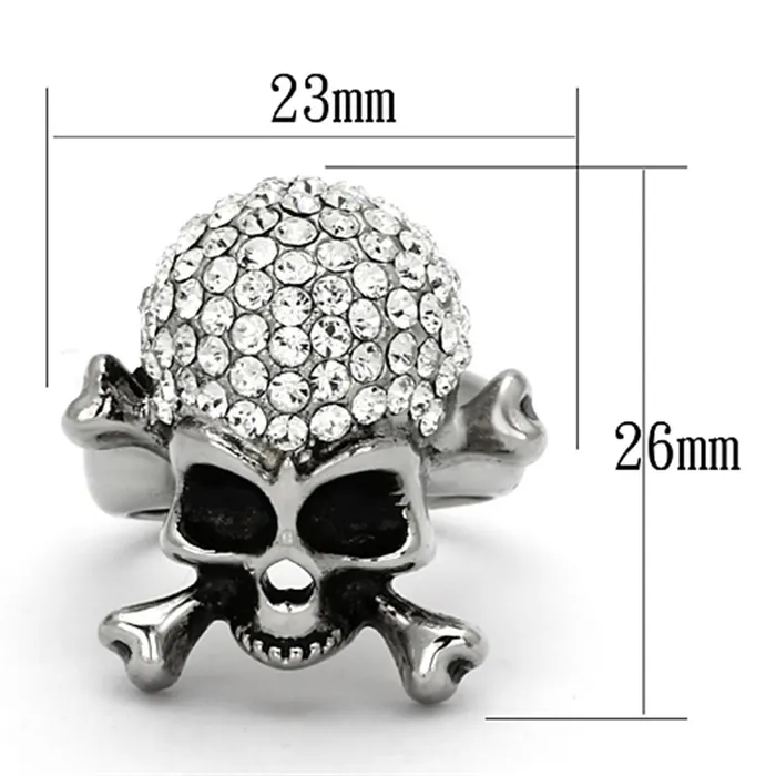 Alamode Rings TK935 High polished no plating Stainless Steel Ring with Top Grade Crystal in Clear