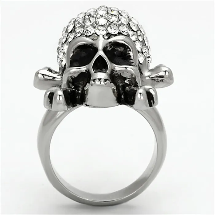 Alamode Rings TK935 High polished no plating Stainless Steel Ring with Top Grade Crystal in Clear