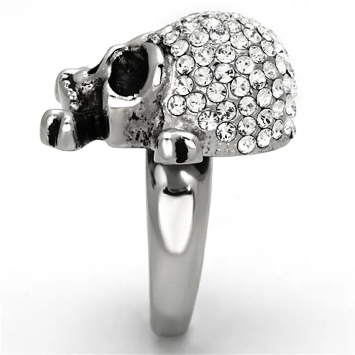 Alamode Rings TK935 High polished no plating Stainless Steel Ring with Top Grade Crystal in Clear
