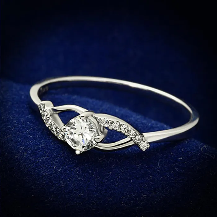 Alamode Rings TS085 Rhodium 925 Sterling Silver Ring with AAA Grade CZ in Clear Alamode Rings TS085 Rhodium 925 Sterling Silver Ring with AAA Grade CZ in Clear