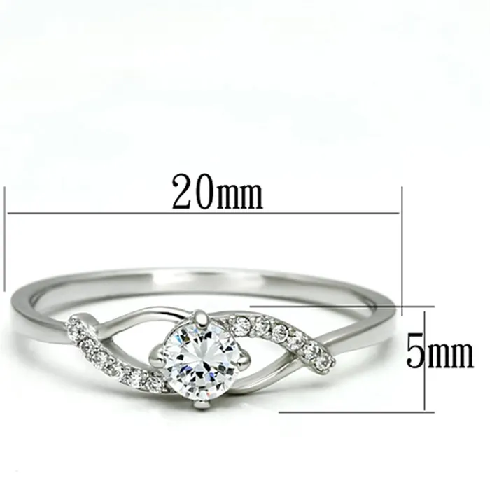 Alamode Rings TS085 Rhodium 925 Sterling Silver Ring with AAA Grade CZ in Clear
