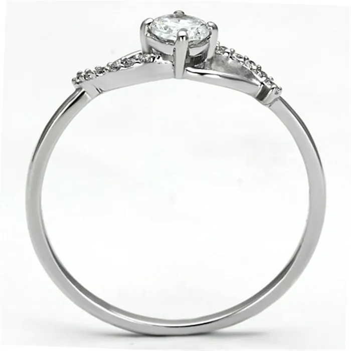 Alamode Rings TS085 Rhodium 925 Sterling Silver Ring with AAA Grade CZ in Clear