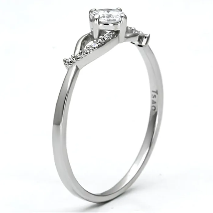 Alamode Rings TS085 Rhodium 925 Sterling Silver Ring with AAA Grade CZ in Clear
