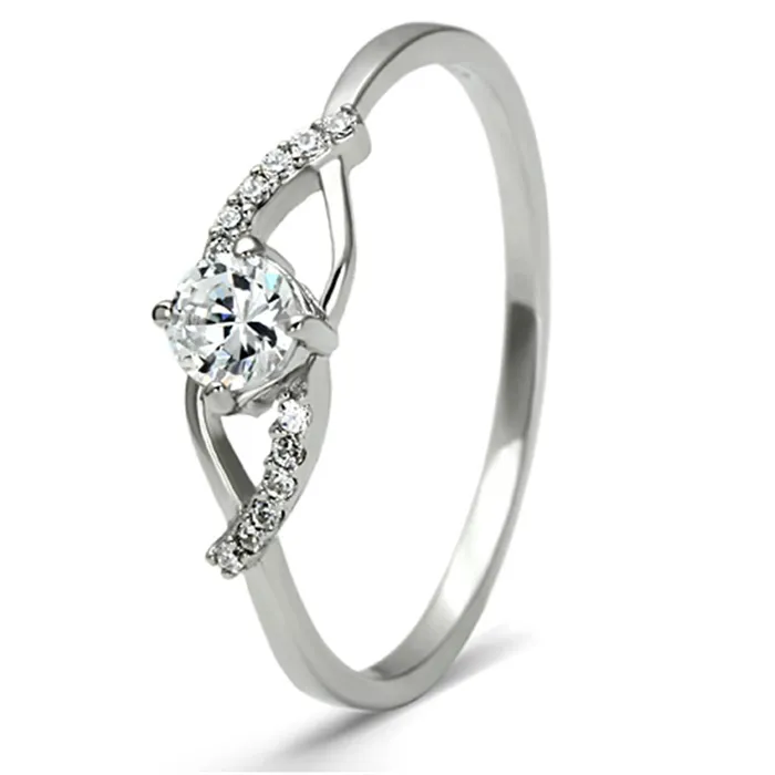 Alamode Rings TS085 Rhodium 925 Sterling Silver Ring with AAA Grade CZ in Clear