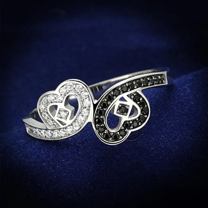 Alamode Rings TS125 Rhodium 925 Sterling Silver Ring with AAA Grade CZ in Black Diamond Alamode Rings TS125 Rhodium 925 Sterling Silver Ring with AAA Grade CZ in Black Diamond