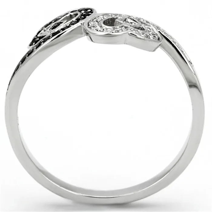 Alamode Rings TS125 Rhodium 925 Sterling Silver Ring with AAA Grade CZ in Black Diamond