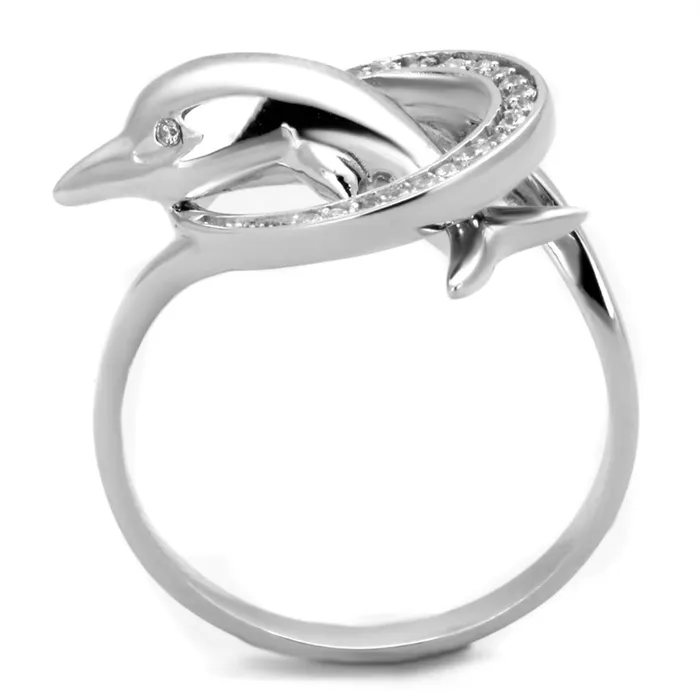 Alamode Rings TS343 Rhodium 925 Sterling Silver Ring with AAA Grade CZ in Clear