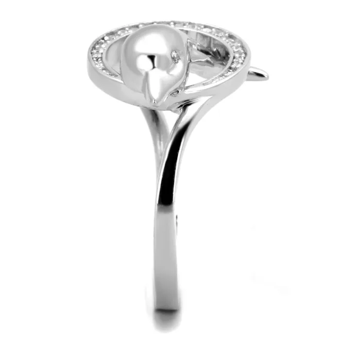 Alamode Rings TS343 Rhodium 925 Sterling Silver Ring with AAA Grade CZ in Clear