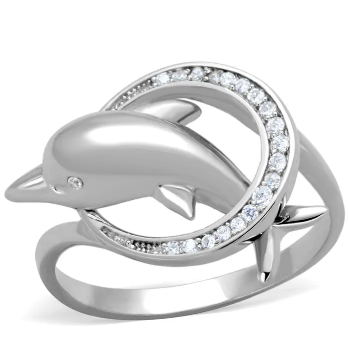 Alamode Rings TS343 Rhodium 925 Sterling Silver Ring with AAA Grade CZ in Clear