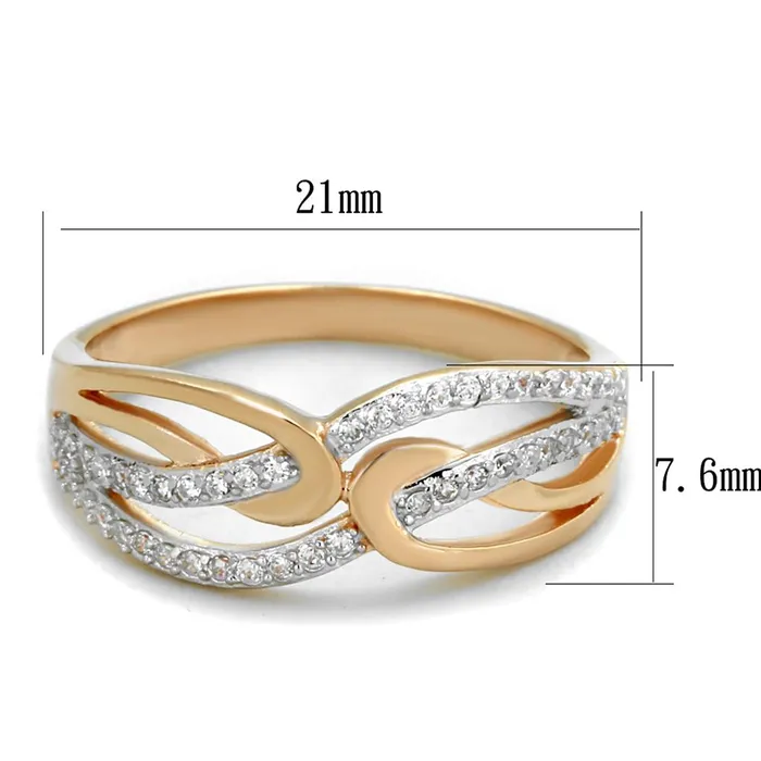 Alamode Rings TS361 Rose Gold Rhodium 925 Sterling Silver Ring with AAA Grade CZ in Clear