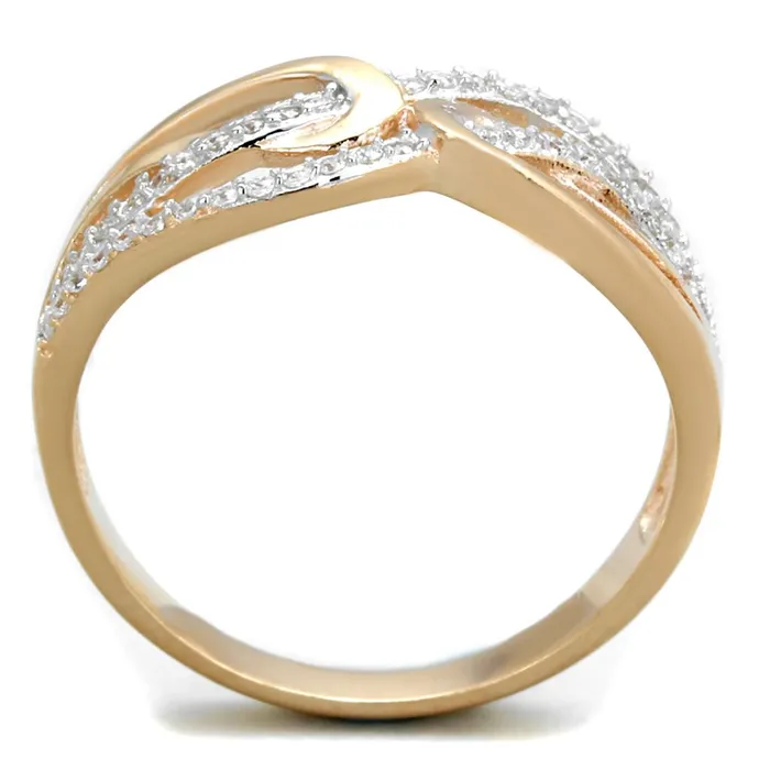 Alamode Rings TS361 Rose Gold Rhodium 925 Sterling Silver Ring with AAA Grade CZ in Clear