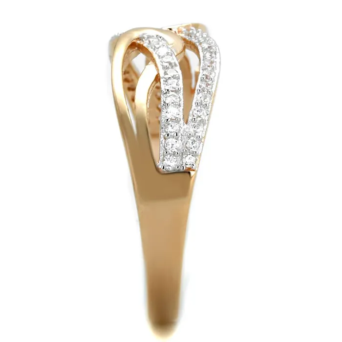 Alamode Rings TS361 Rose Gold Rhodium 925 Sterling Silver Ring with AAA Grade CZ in Clear