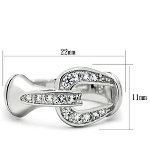 Alamode SS050 Silver 925 Sterling Silver Ring with AAA Grade CZ in Clear Rings