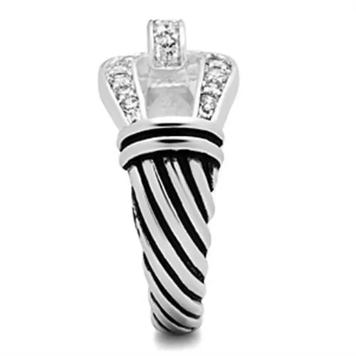Alamode SS050 Silver 925 Sterling Silver Ring with AAA Grade CZ in Clear Rings